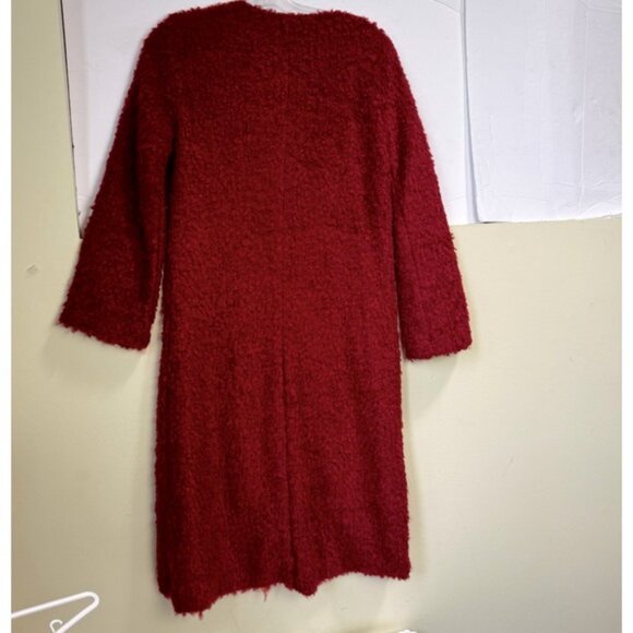 Reformation Red Teddy Sherpa Lightweight Coat Jacket Midi Soft Cozy Straight XS - Picture 3 of 14